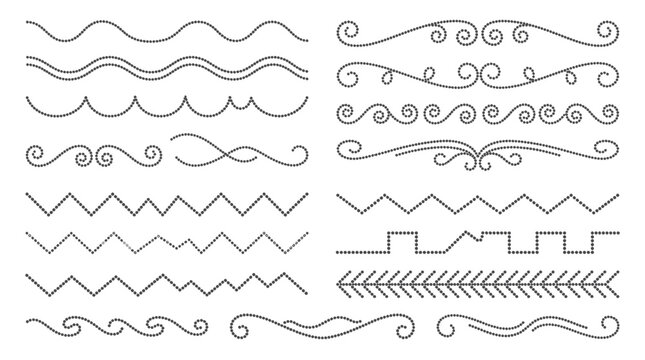 Decorative Dotted Line Borders and Ornaments Set