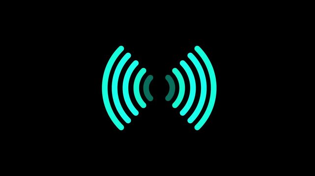 Wi-fi icon animation. Looped. Isolated on black background.icon