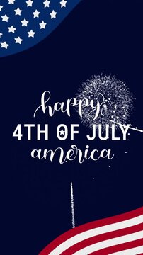 4th july text in celebration of happy independence day. Ideal for vertical social media posts, invitations, and event promotions.
