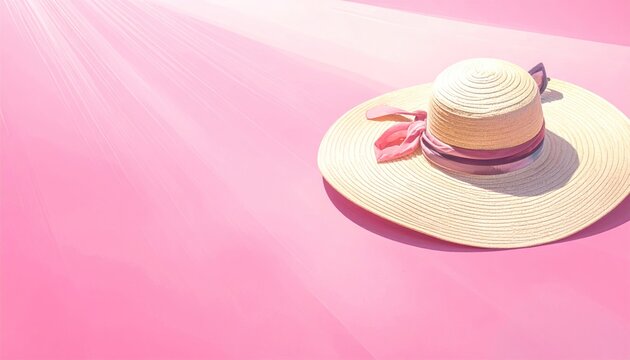 Fashionable pink hat with ribbon detail.