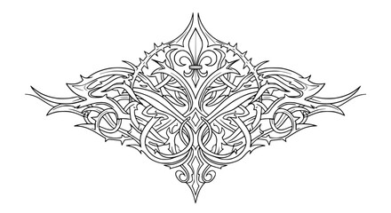 Ornate Celtic Knotwork Tattoo Design with Fleur de Lis and Tribal Elements © Jajang