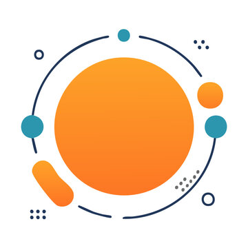 Flat design solar system icon with planets and orbits