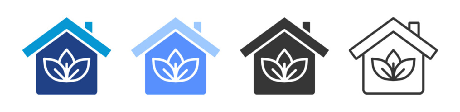 eco house icon set multiple style collection	
