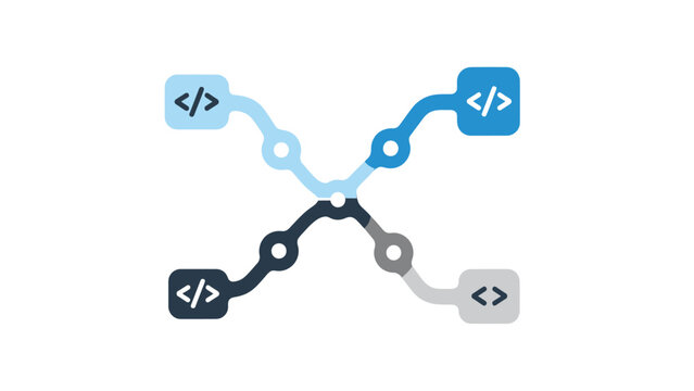 Abstract graph with nodes showing code tags