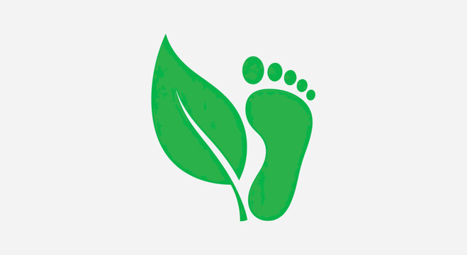 Green footprint silhouette integrated with a leaf for eco-branding.