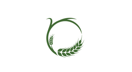 Green circular wheat stalk logo for agriculture. © Gambar