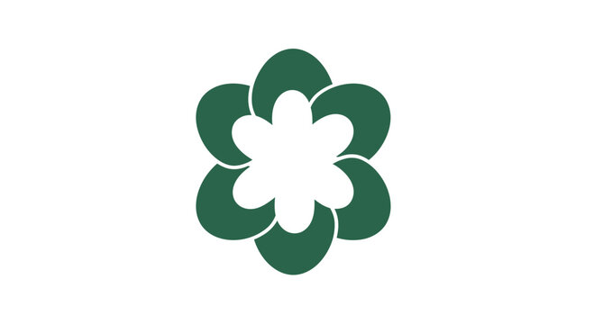 Green floral circular leaf pattern icon.