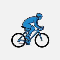 Fototapeta premium Cyclist Riding Bicycle, Silhouette, Sport, Fitness, Healthy Lifestyle