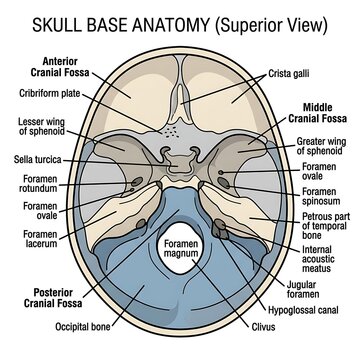Superior View of Human Skull Base Anatomy.