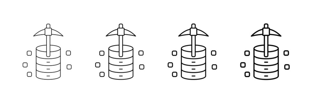 Data Mining Icons Vector Set In Different Stroke Line Style