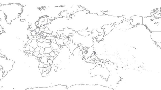 World Map Outline - Blank Political Map of Earth - International Borders