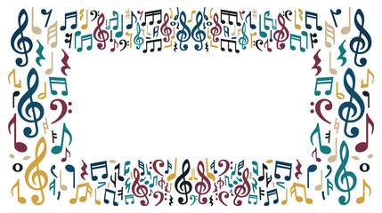 Musical notes border and frame for creative design decoration background element. © jubayer95