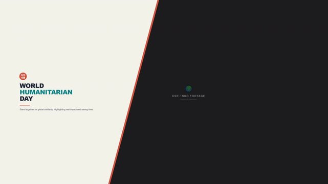 Minimalist split screen graphic animation for World Humanitarian Day