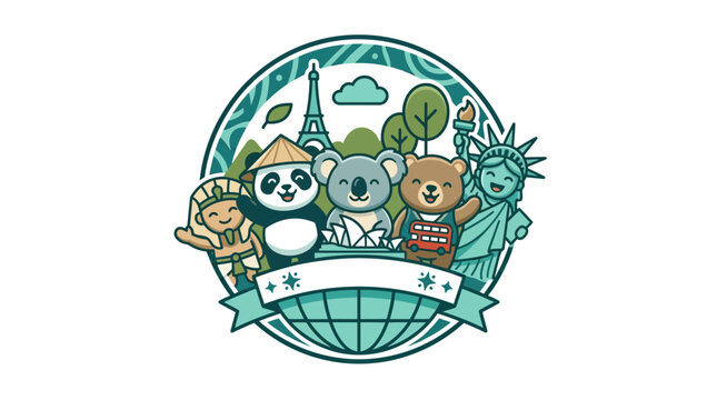 cartoon animals landmarks travel
