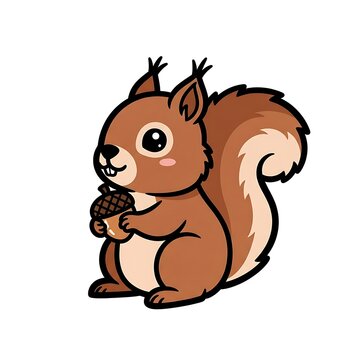Cute cartoon brown dog sitting on hind legs.