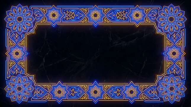 Continuous Glowing Neon Border Frame Design