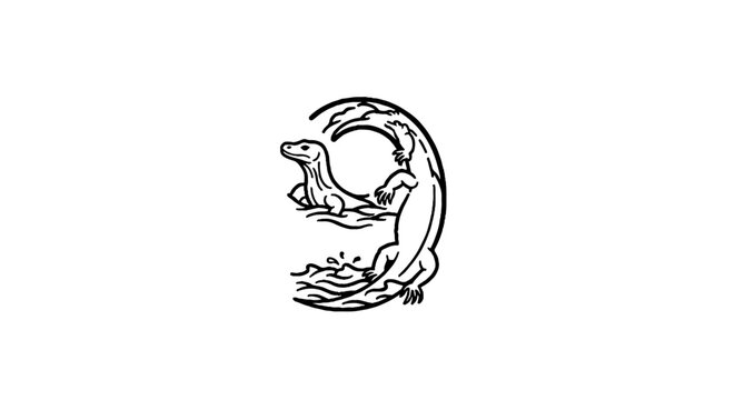 Elegant lizard wrapped around circular frame design.