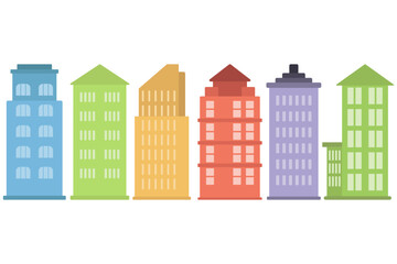 Fototapeta premium Six Modern Office Tall Building Illustration