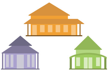 Fototapeta premium Three Colorful House Building Illustration