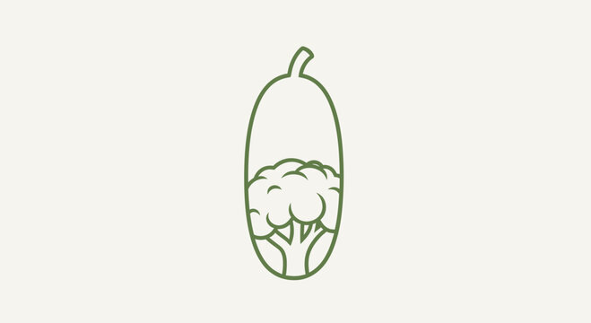Green vegetable icon with a broccoli tree interior.