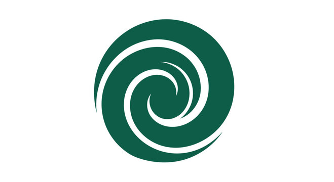 Green spiral swirl koru style graphic.