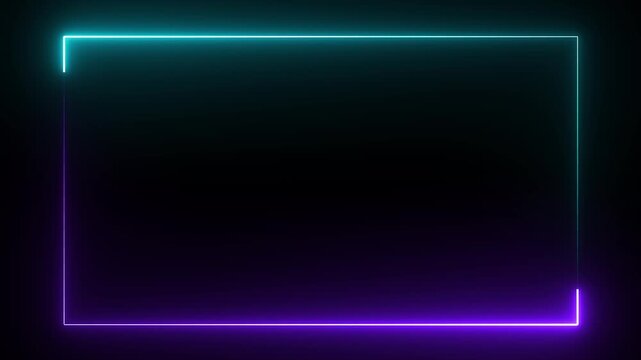 Animation of glowing neon rectangles abstract background. abstract glowing blue neon rectangle border frame. tow ton rectangle picture frame concept.