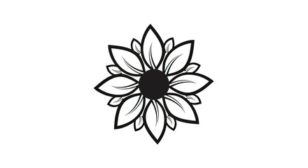 Fototapeta premium Hand drawn black and white sunflower icon
