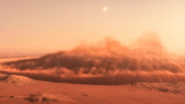 A massive asteroid causes a meteor explosion in a desert landscape.