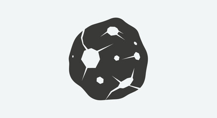 Grey textured asteroid icon on white background. © M LAZIM