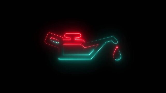 Close-up of Red and Cyan Oil Can Icon with Dynamic Color Effect