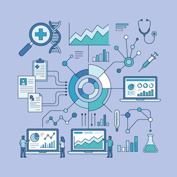 Infographic showing medical data analysis and healthcare charts