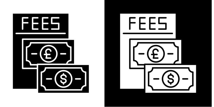 Fees Payment  Icon Set White Glyph Style Collection