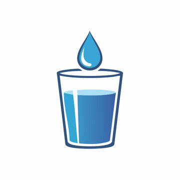 Glass of water with a falling drop