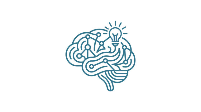Brain with maze and lightbulb idea.
