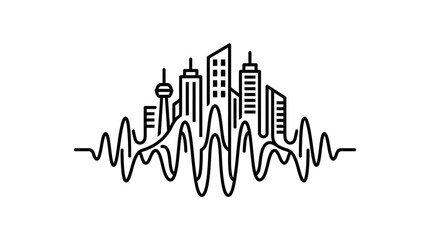 Obraz premium Cityscape Line Drawing Urban Landscape Design.