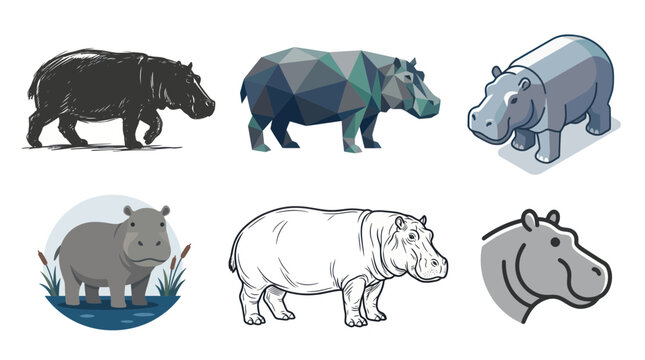 Hippopotamus Collection: Diverse Artistic Styles