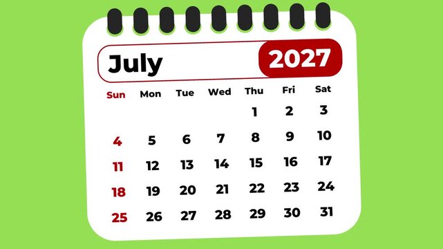 July 2027 calendar icon page by month 