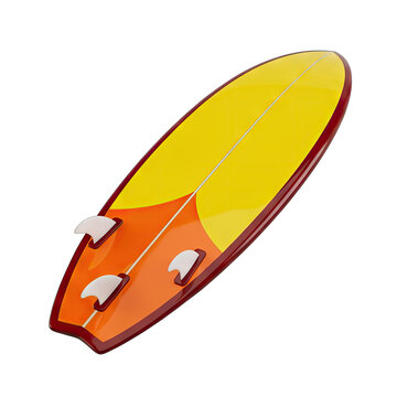 Brightly Colored Surfboard with Fins