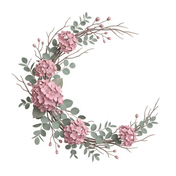 Cherry blossom branch line art isolated