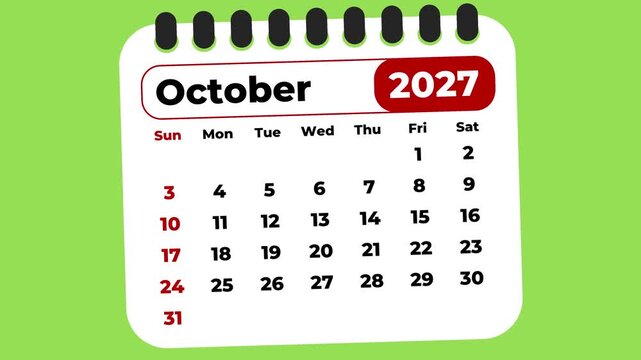  October 2027 calendar icon page by month 