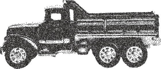 Obraz premium Toy retro y2k stipple design car halftone brutalist urban vector png with clear background, miniature 2000s photocopy grunge tattoo gen z effect