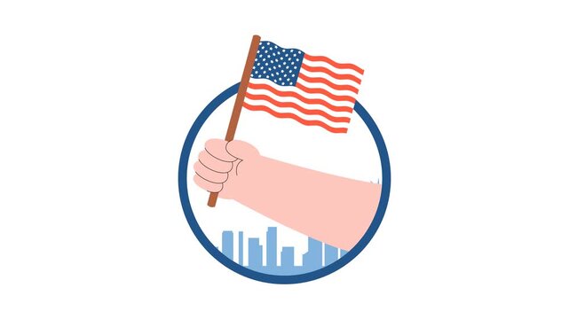 hand handled america national flag with transparent background