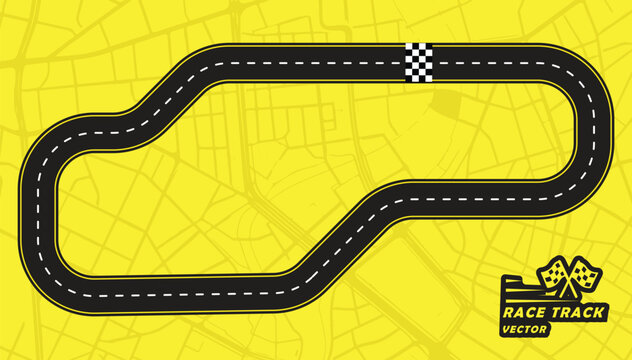 Road track or Race track isolated on yellow background.