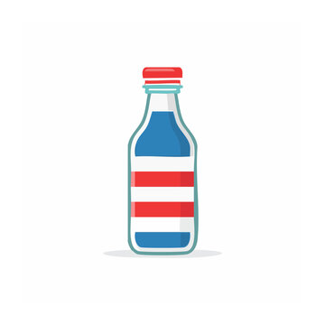 Flat design bottle icon with red white and blue stripes