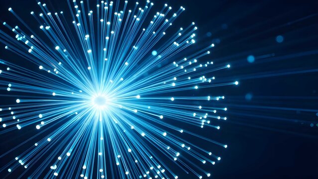 digital network fiber optic communication internet data light blue