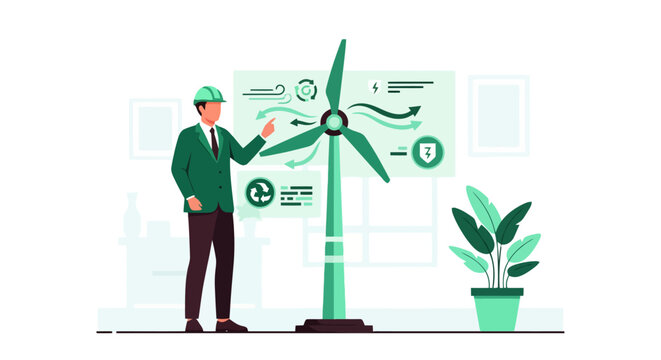 Engineer analyzing wind turbine data for renewable energy solutions.