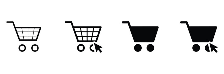 Shopping cart icon featuring web store cart symbol, internet shop buy logo design, e commerce interface elements, and clean vector illustration graphics © Munna2