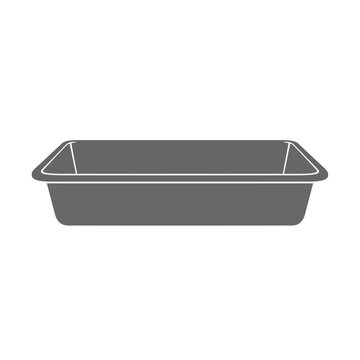 Minimalist vector illustration of a rectangular baking pan icon for culinary tools and kitchen appliance equipment design concepts