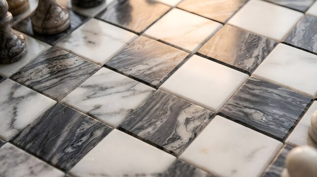 Marble Vein Chess Board Natural Pattern Detail Stone