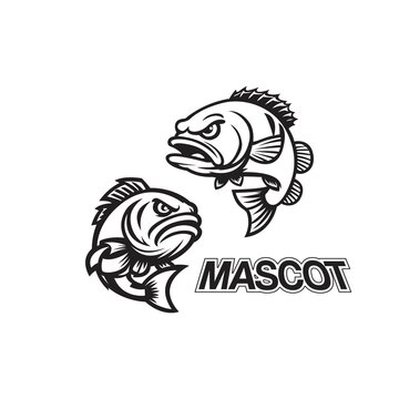 Bass fish vector logo template